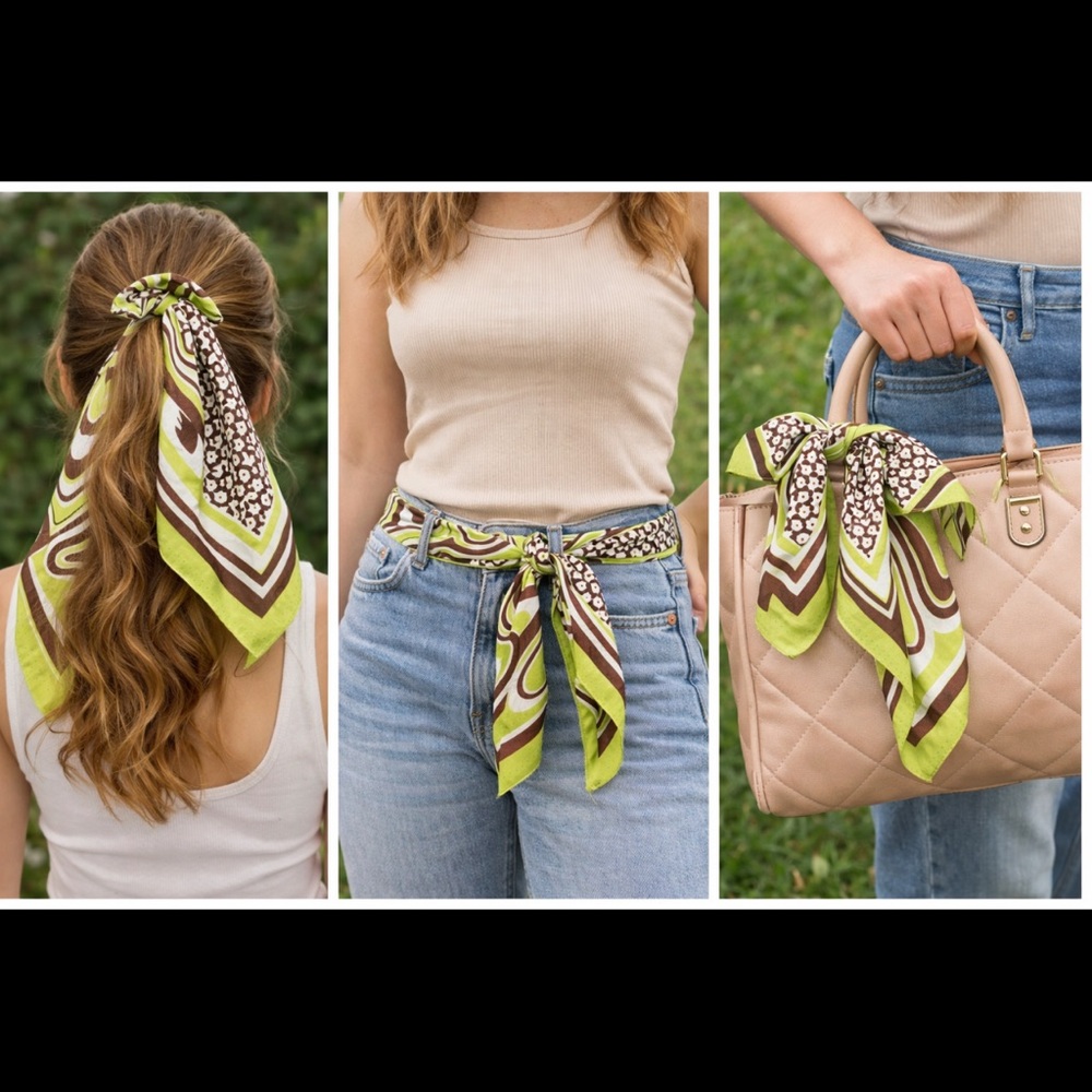 Garage Green and Brown Patterned Scarf